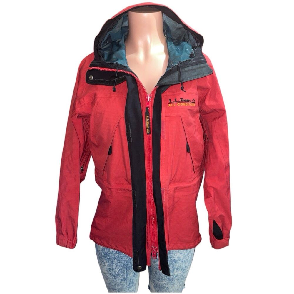 Vtg L.L. Bean Women’s Red Gore-Tex All Conditions Jacket Size Small Hooded